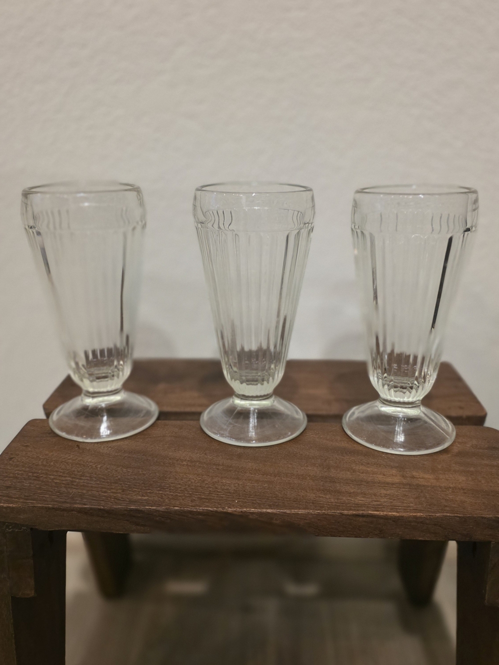 Vintage Glass Dessert Milkshake Cups - Set of 3